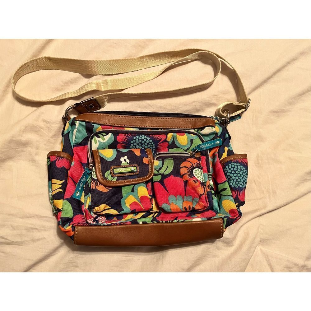 Lilly Bloom Crossbody. Aqua interior.